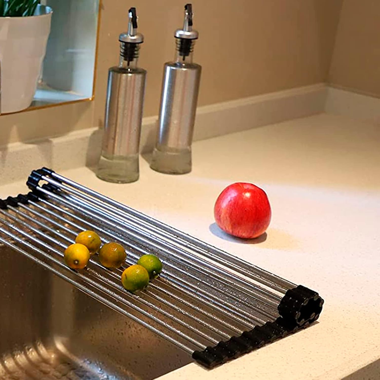 Tarja Doble de Submontar en Acero Inoxidable, (Medidas 82 cm * 47 cm), con Mezcladora Monomando (Llave para cocina) y Kit de Instalación GRATIS un Escurridor 6
