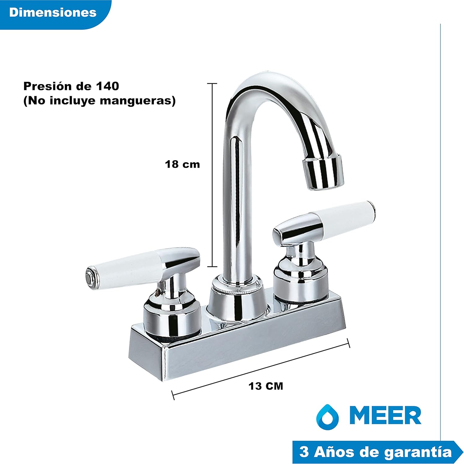 Mezcladora para Lavabo Cromada con Doble Manija, Fabricada en Acero Inoxidable – Diseño Comercial Moderno 3