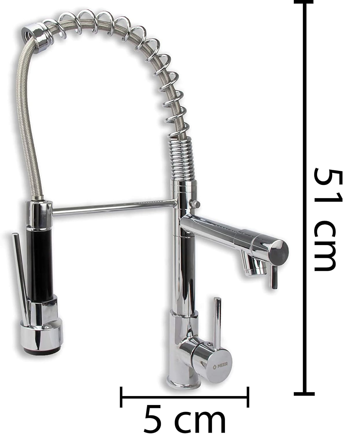 Llave Mezcladora para Cocina (Monomando y Flexible) Grifo para Fregadero con Acabado Cromado, Doble Cuello y Alta Versatilidad 5