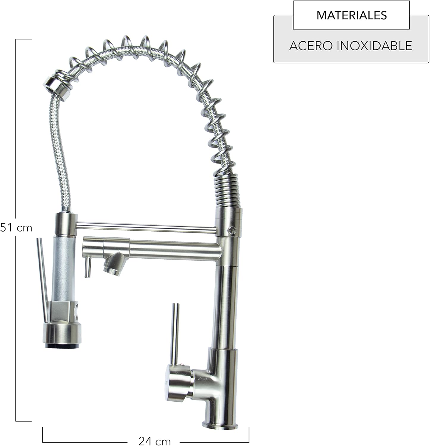 Llave Mezcladora para Cocina (Monomando y Flexible) Grifo para Fregadero Con Acabado Niquelado 3