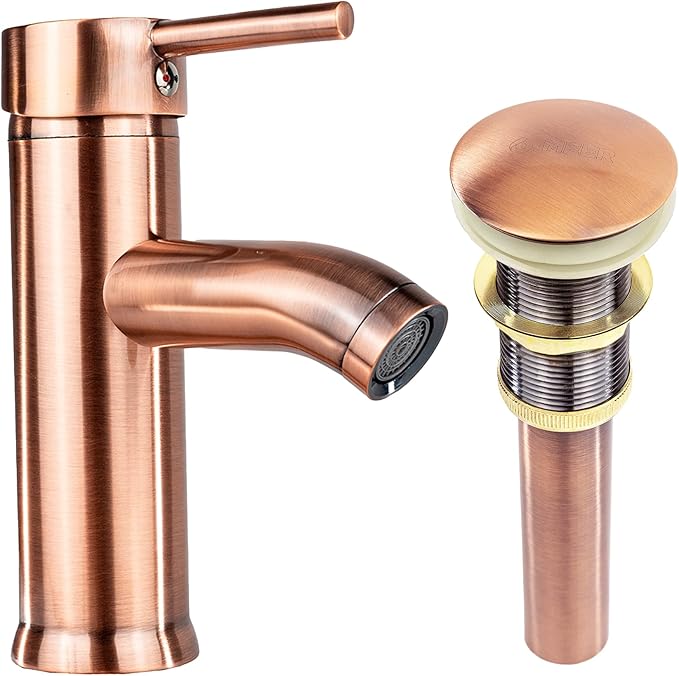 Kit Completo de Lavabo Cerámico con Mezcladora Monomando Oro Rosado y Contra Canasta Pop Up 3