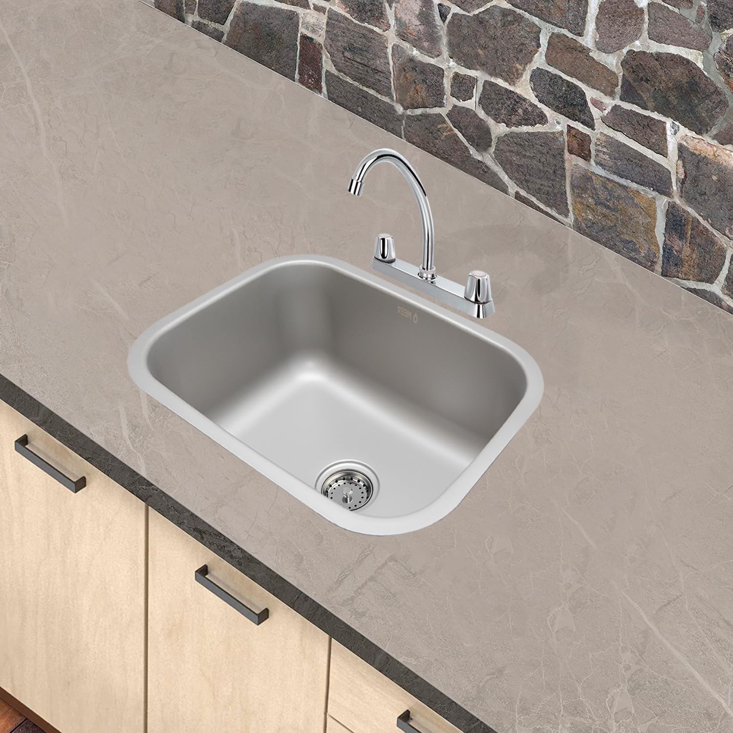 Mezcladora para Fregadero de Cocina, Acabado Cromado, Fabricada en Acero Inoxidable, Zinc y ABS, Altura de 23 cm, Instalación Rápida 4