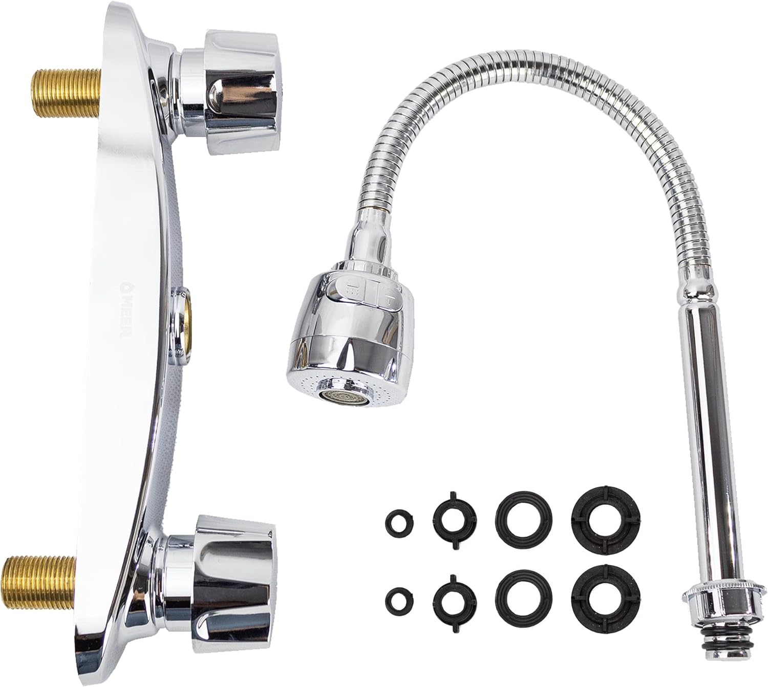 MEER FAUCETS BY CNX Mezcladora Cromada para Fregadero con Cuello Flexible, Fabricada en Acero Inoxidable, Zinc y Latón 5