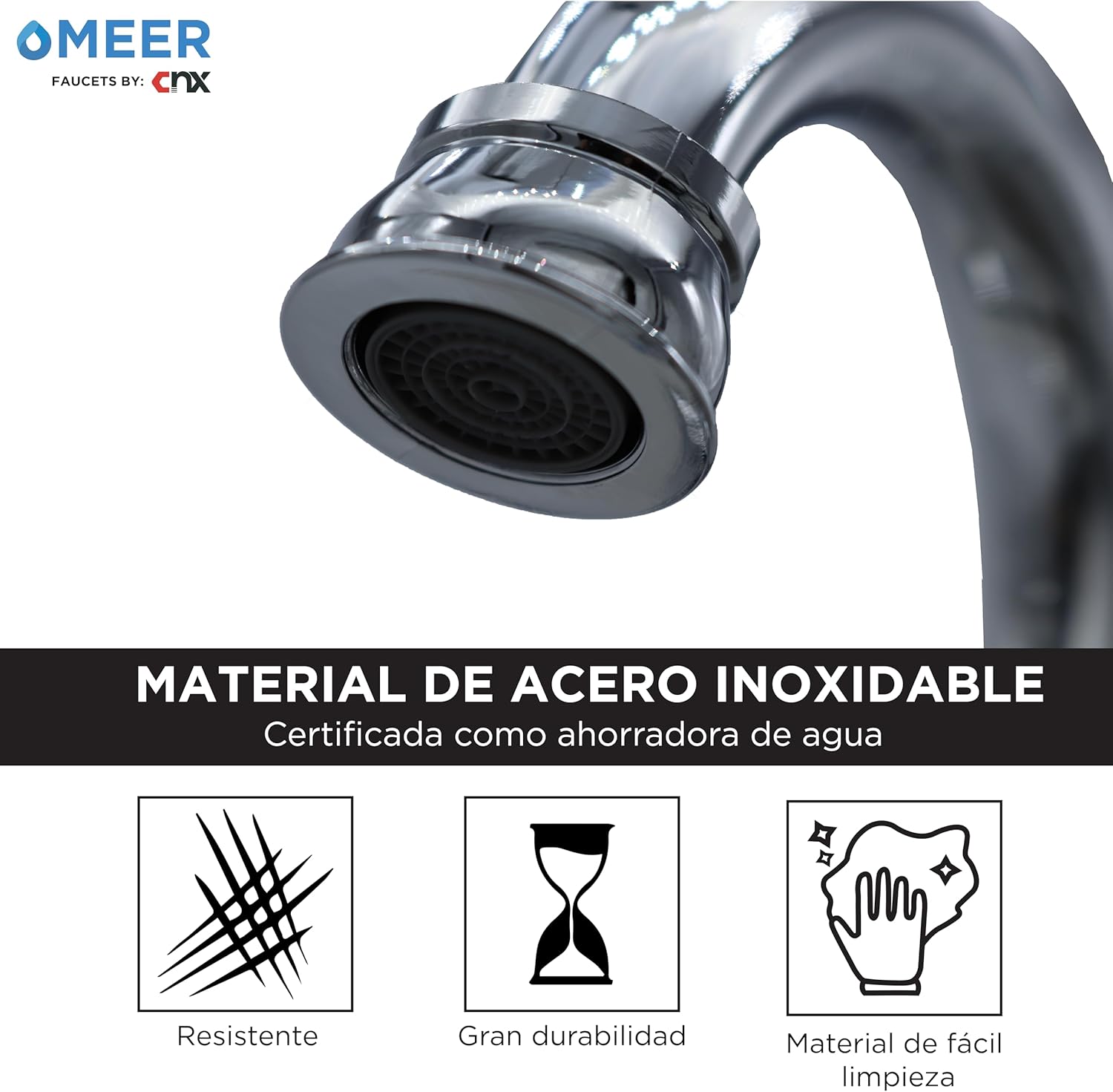 Mezcladora Cromada Para Lavabo Ahorradora de Agua – Fabricada en Acero Inoxidable, Zinc y Latón (Modelo Premium) 3