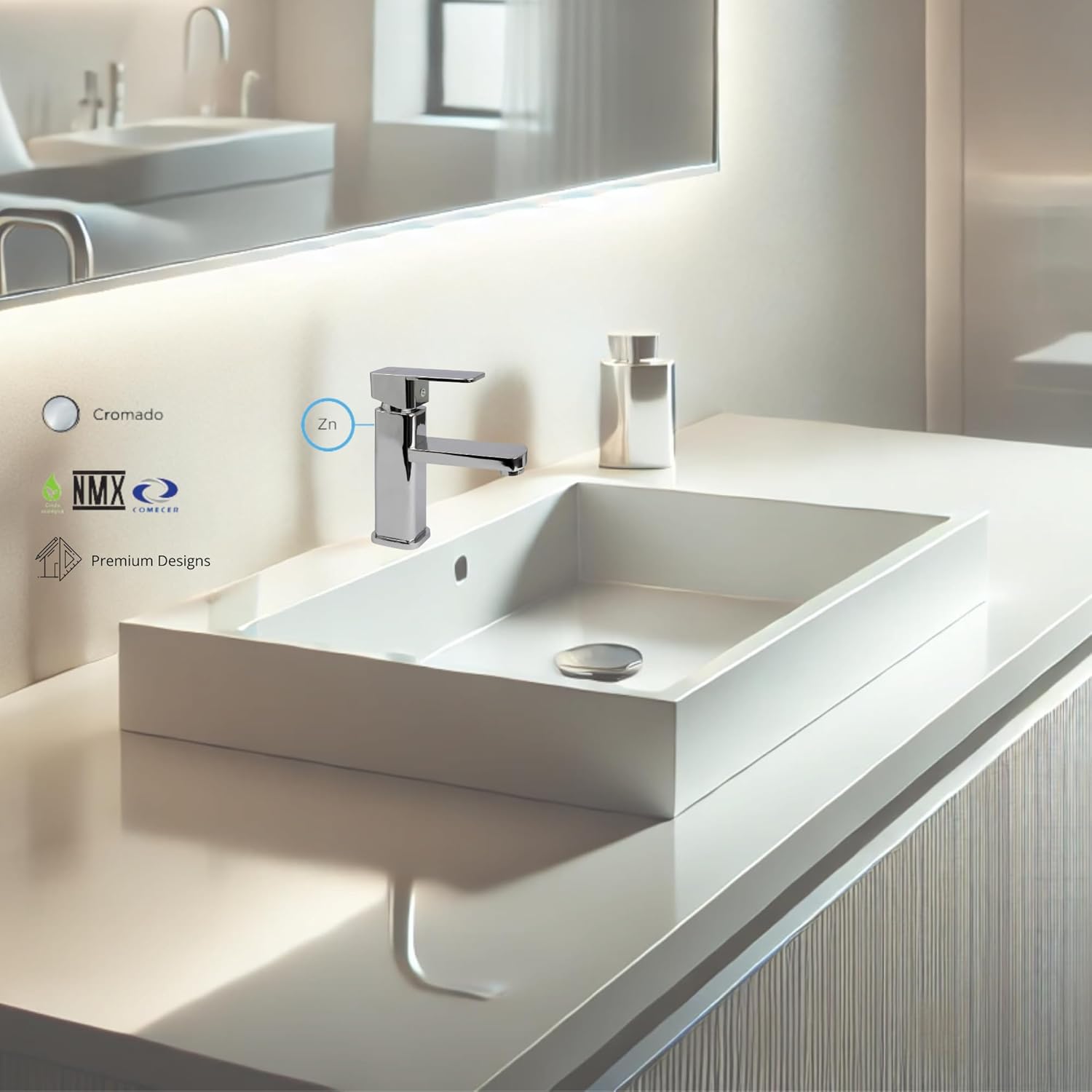 Mezcladora Monomando Cromada para Lavabo – Estilo Moderno, Ahorro de Agua y Alta Resistencia