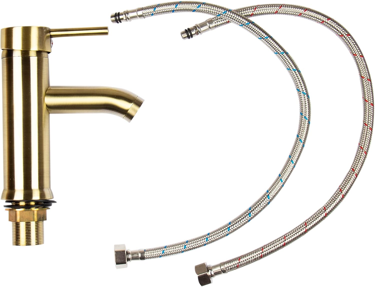 Mezcladora Monomando para Lavabo en Dorado Cepillado, Acero Inoxidable, 17.5 cm de Altura, Ahorro de Agua y Fácil Instalación 4