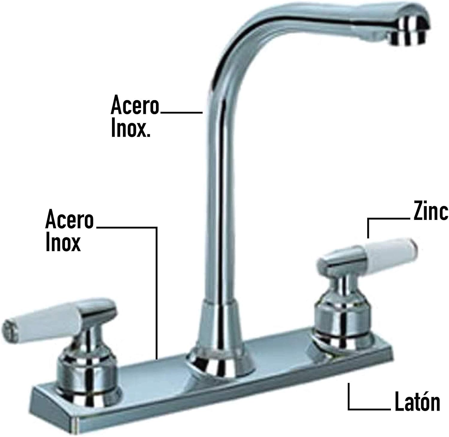Mezcladora para Fregadero con Movimiento de 1/4, Llaves para Fregadero de Cocina con Cuello de 25.5cm, Mezcladora para lavabo Ahorradora de Agua 5