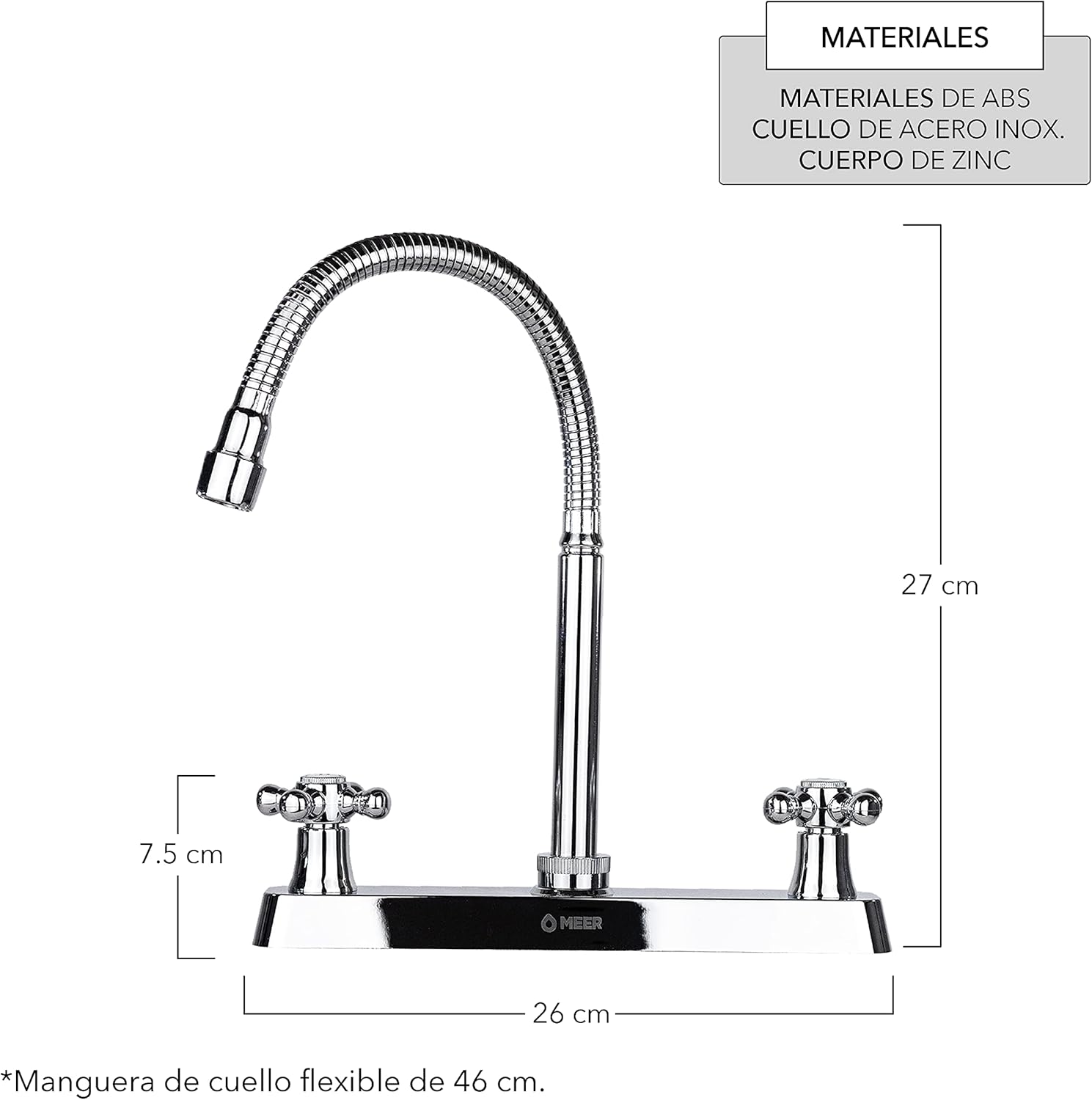 Llave Mezcladora para Cocina con Cuello Flexible con Rotación de 1/4 de Acero Inoxidable, Llaves para Fregadero de Cocina Acabado Cromado 3