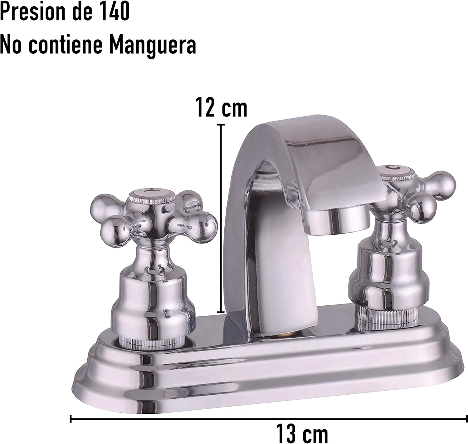 Mezcladora para Lavabo Cromada con Cartucho de Compresión, Cuello Rígido y Manerales de Zinc, Instalación Rápida y Ahorro de Agua 3