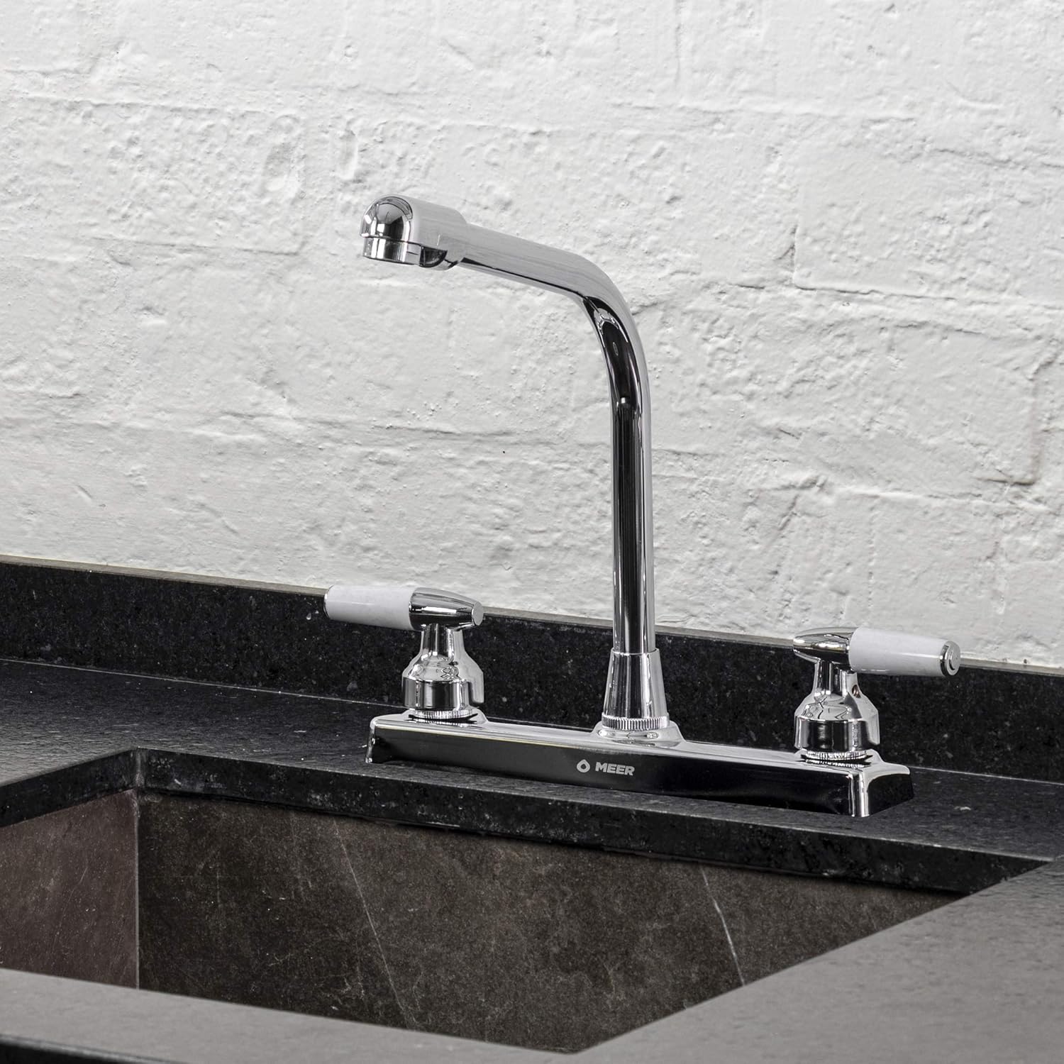 Mezcladora para Fregadero con Movimiento de 1/4, Llaves para Fregadero de Cocina con Cuello de 25.5cm, Mezcladora para lavabo Ahorradora de Agua