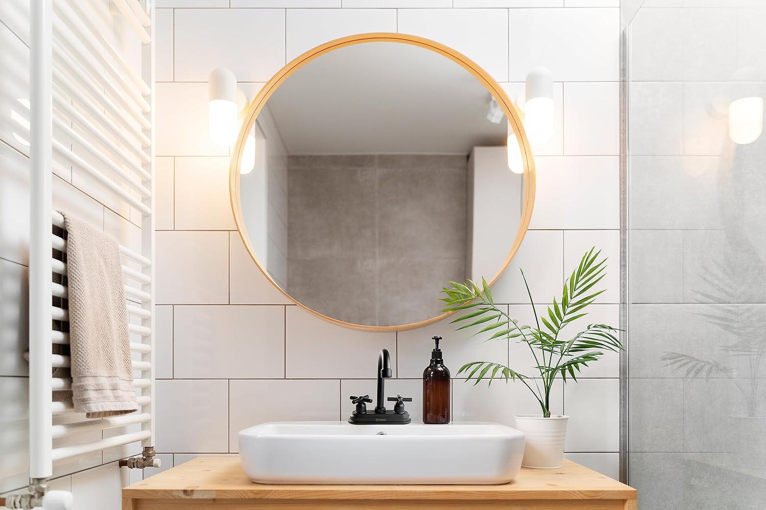 Mezcladora para Lavabo Negro Mate con Manerales de Cruceta, Fabricada en Acero Inoxidable, Zinc y ABS, Fácil Instalación y Diseño Moderno 3