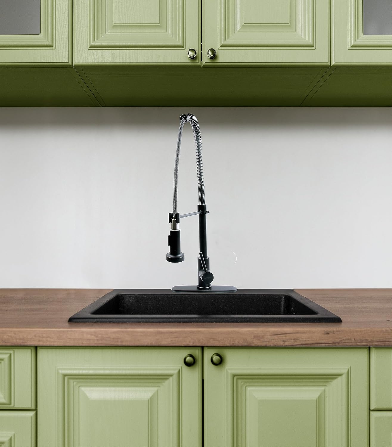Mezcladora para Cocina de Acero Inoxidable Monomando con Cuello Flexible y Dos Funciones de Chorro, Giro 360° y Acabado Negro Mate
