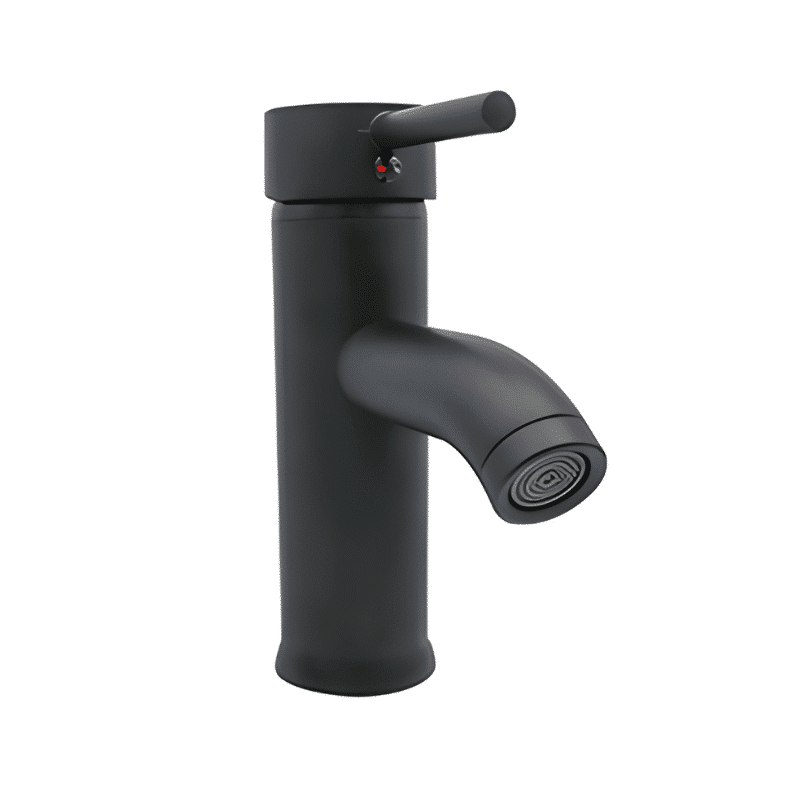 Kit Completo de Lavabo Cerámico con Mezcladora Negra Mate y Contra Canasta Pop Up 4