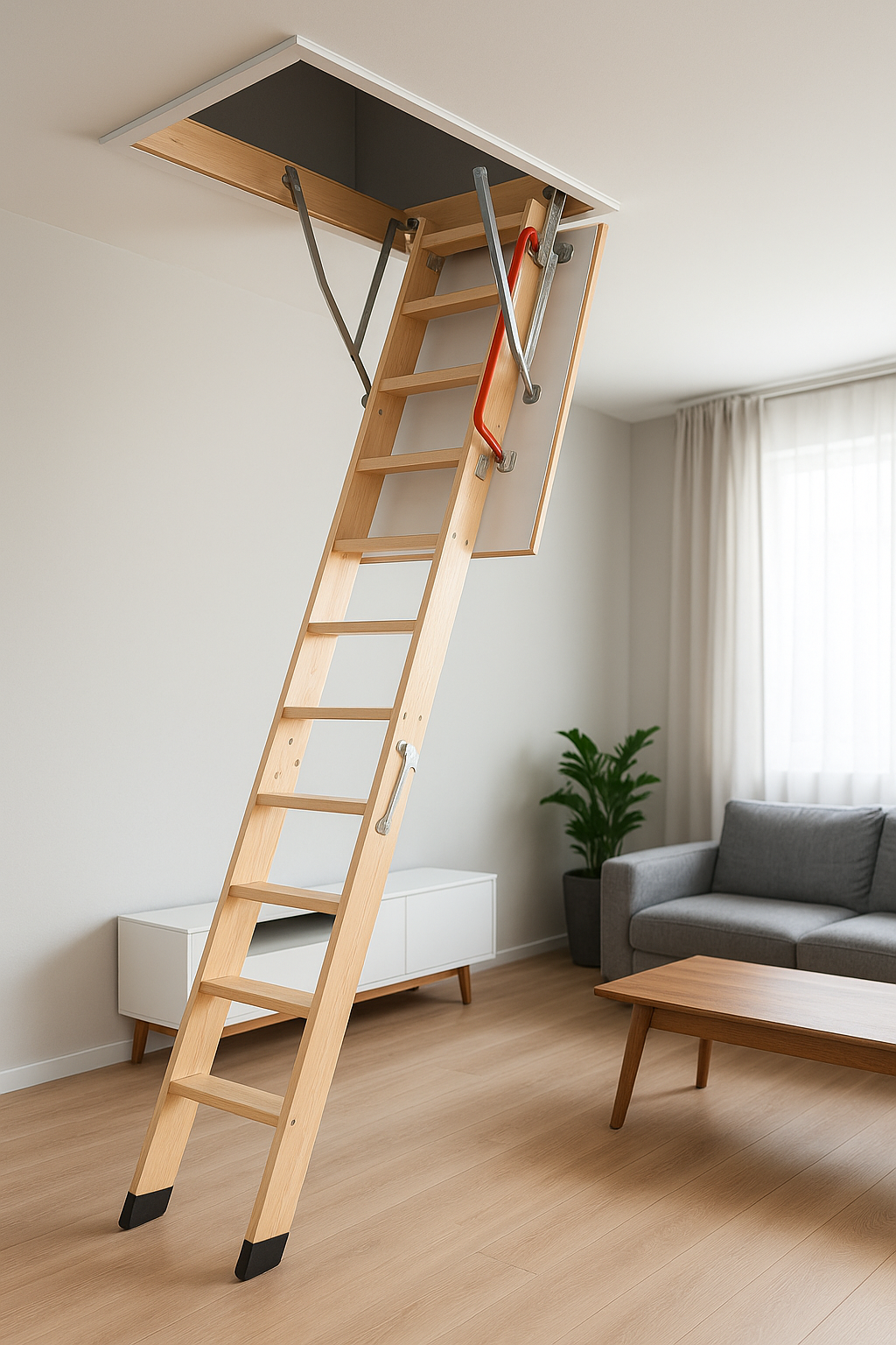 Escalera para Ático de 3 tramos para Hueco de 60x130cm y con Altura Máxima de 280cm 5
