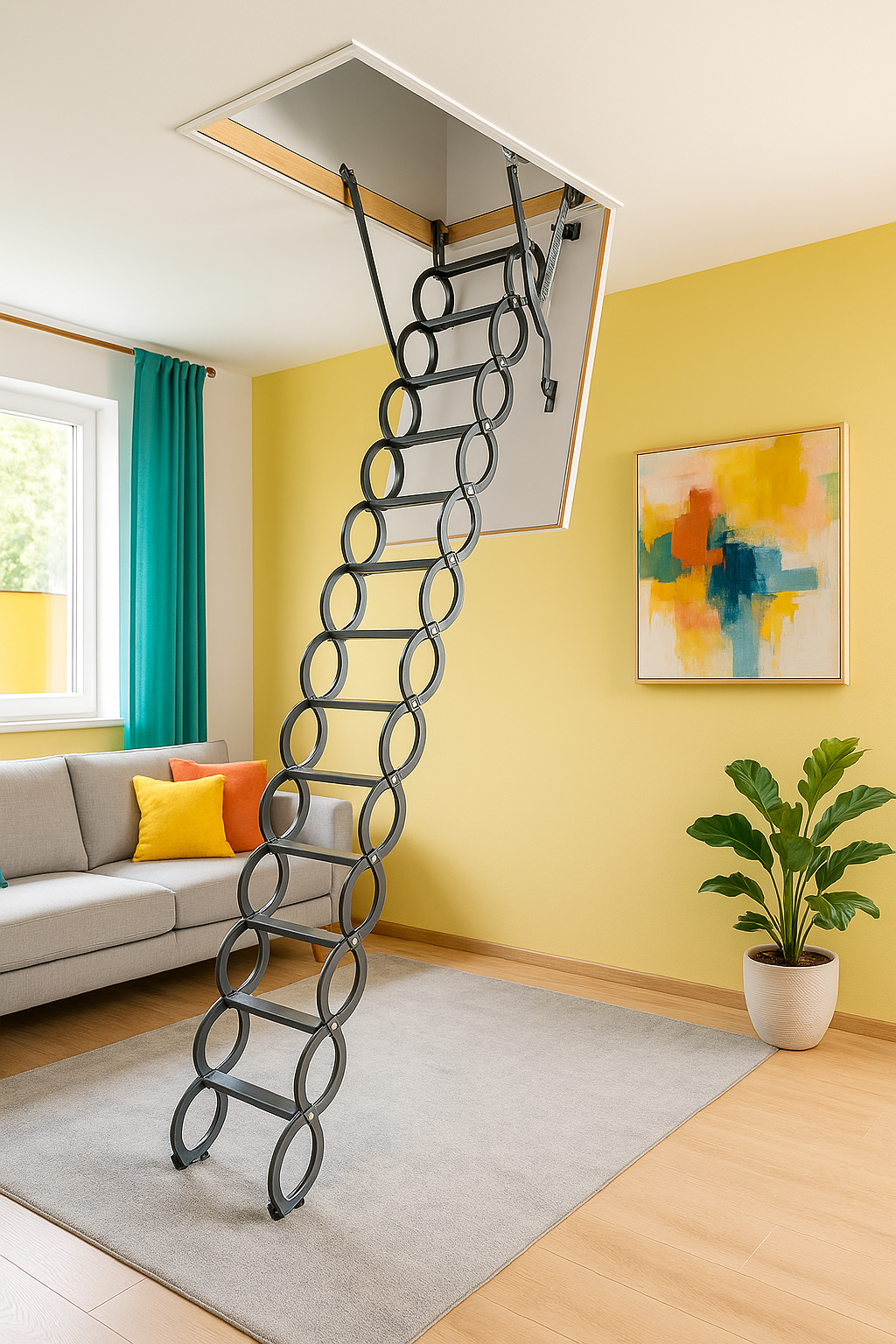 Escaleras Plegables de tipo Tijera para hueco de 60x120cm con una altura de 280cm 4