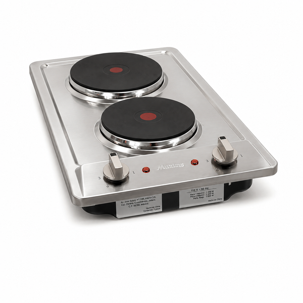 Parrilla Eléctrica Empotrable JZGS2E01, Acero Inoxidable, 2 Placas - 30cm x 51cm