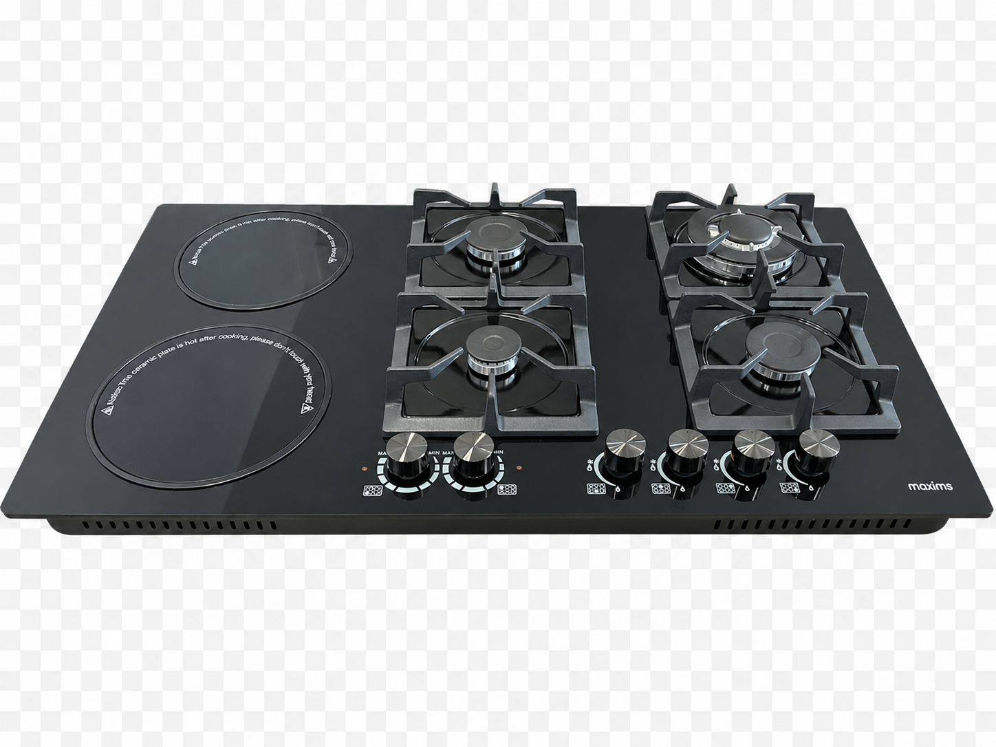 Parrilla Híbrida de vidrio templado (4 quemadores de gas y 2 eléctricos)