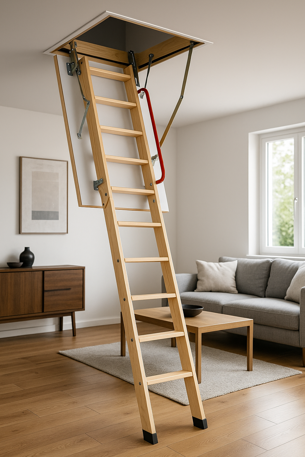 Escalera para Ático de 3 tramos para Hueco de 60x120cm y con Altura Máxima de 280cm 7