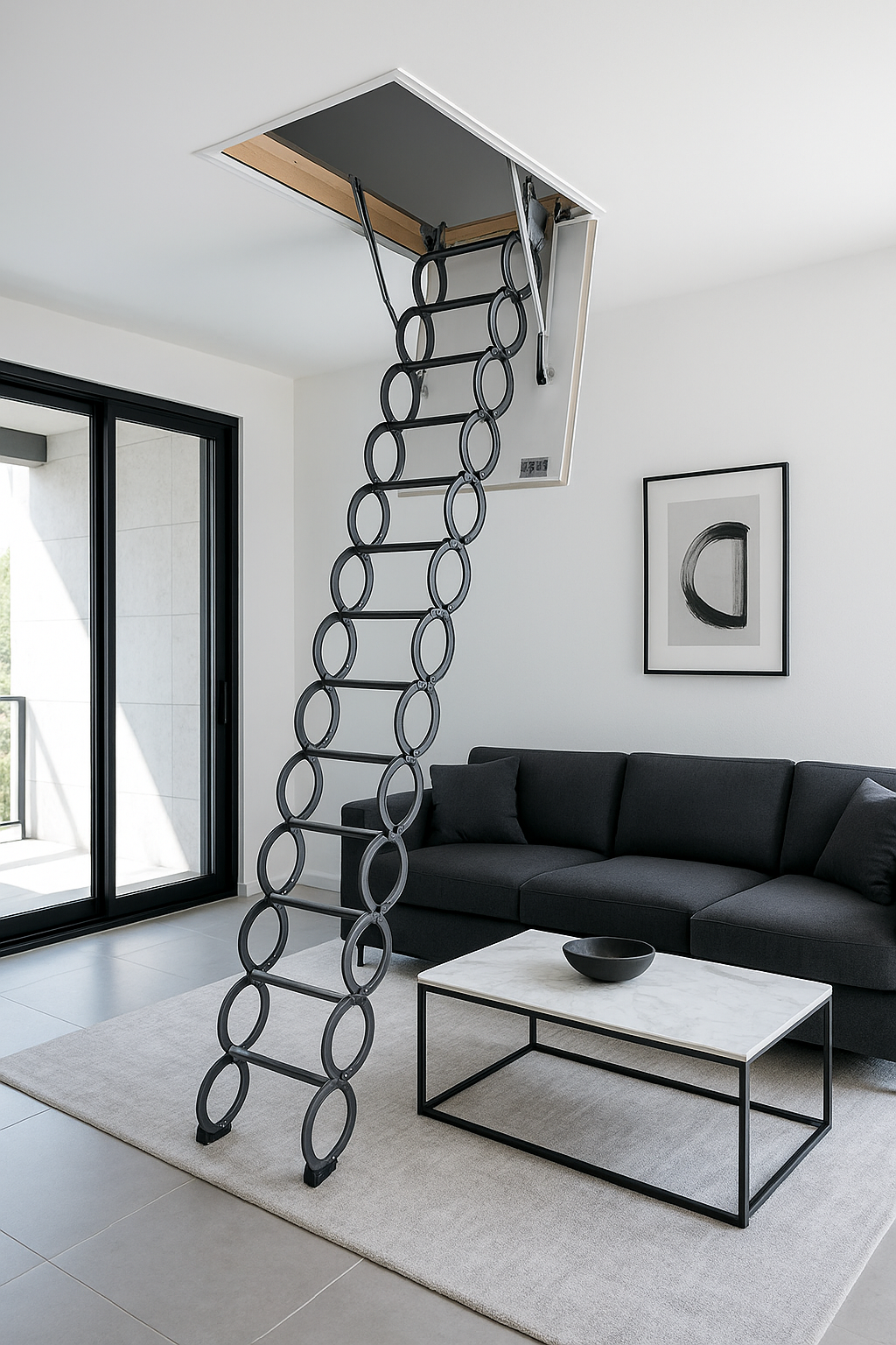 Escaleras Plegables de tipo Tijera para hueco de 70x120cm con una altura de 280cm 5