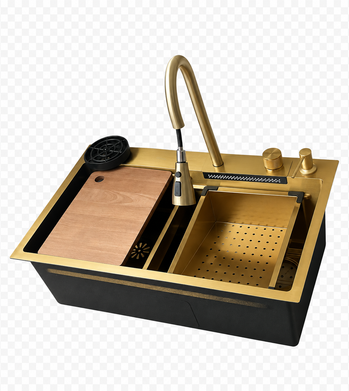 Fregadero Dorado de Acero Inoxidable 75cmx46cmx23cm + Accesorios de Instalación