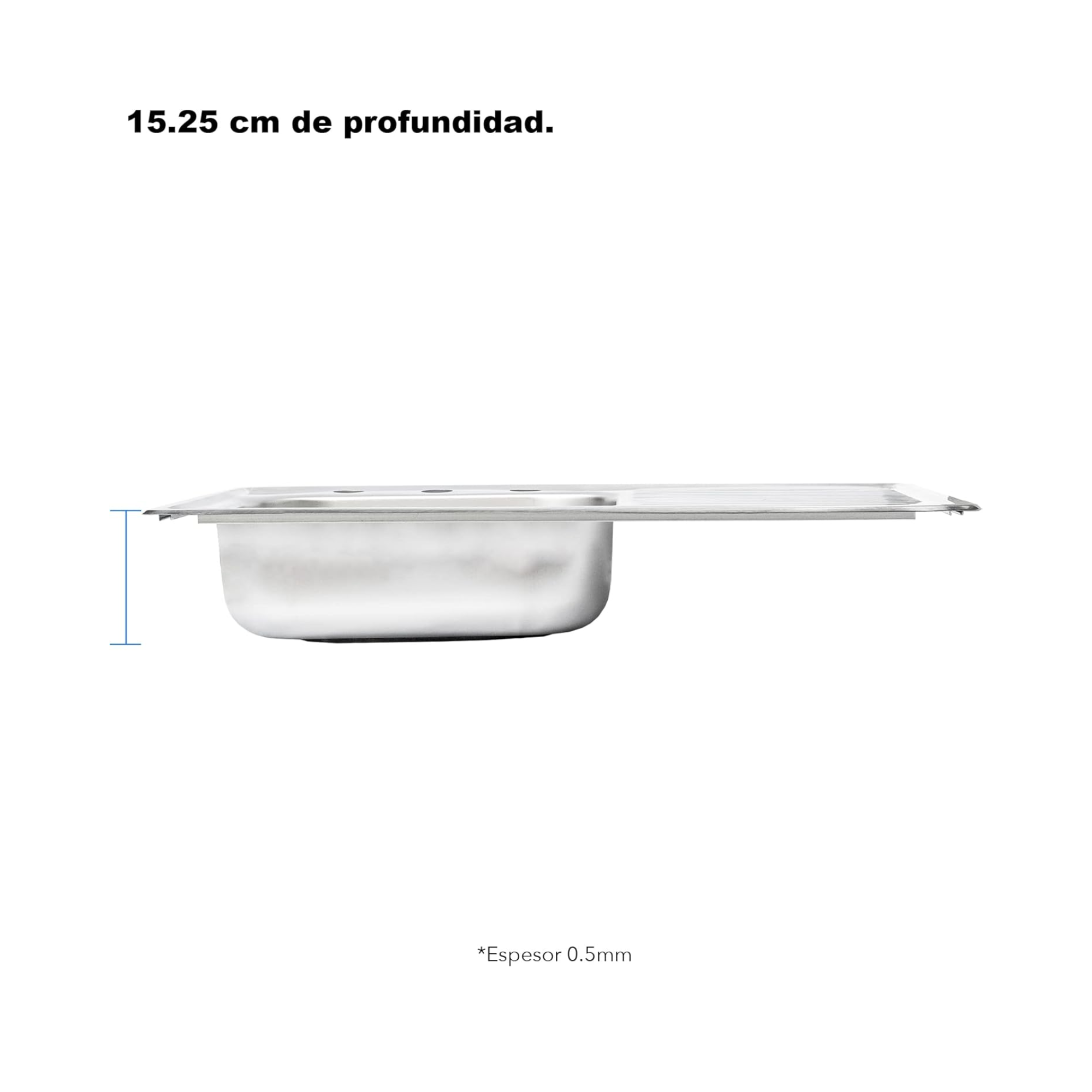 Tarja Sencilla para Empotrar 80x50cm Con Escurridor Derecho, Acero Inoxidable 6