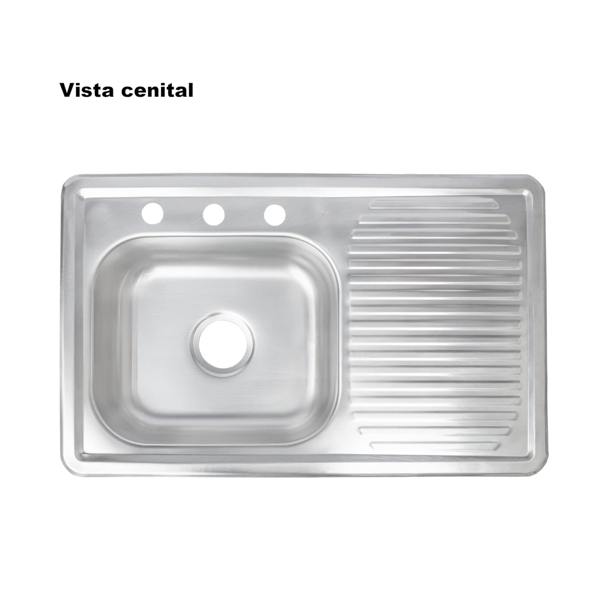 Tarja Sencilla para Empotrar 80x50cm Con Escurridor Derecho, Acero Inoxidable 7