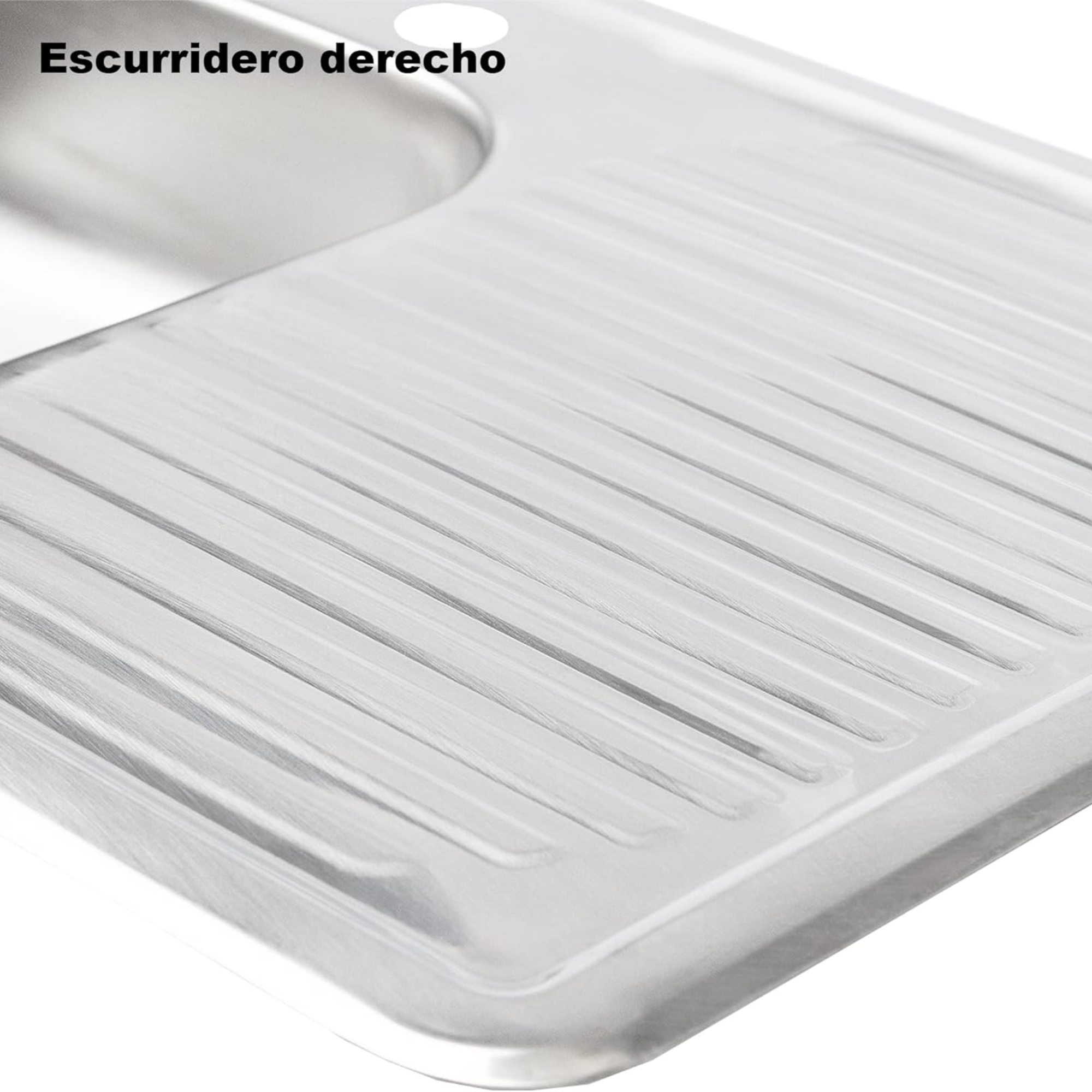Tarja Sencilla para Empotrar 80x50cm Con Escurridor Derecho, Acero Inoxidable 8