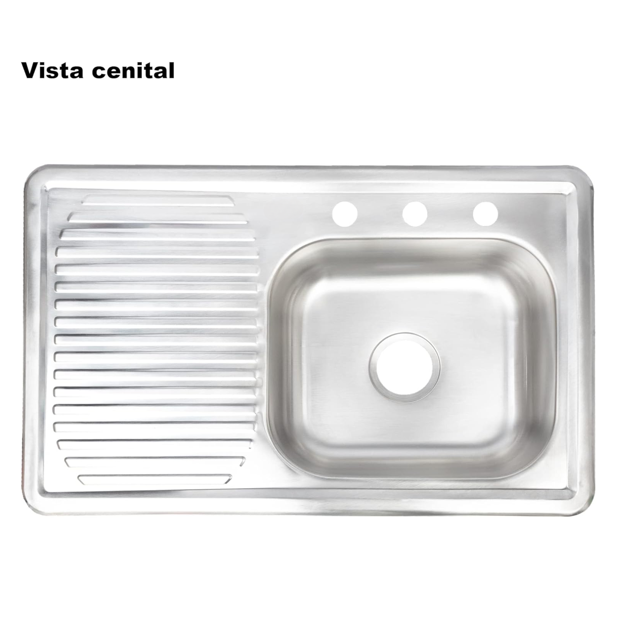 Tarja Sencilla para Empotrar 80x50cm Con Escurridor Izquierdo, Acero Inoxidable 5