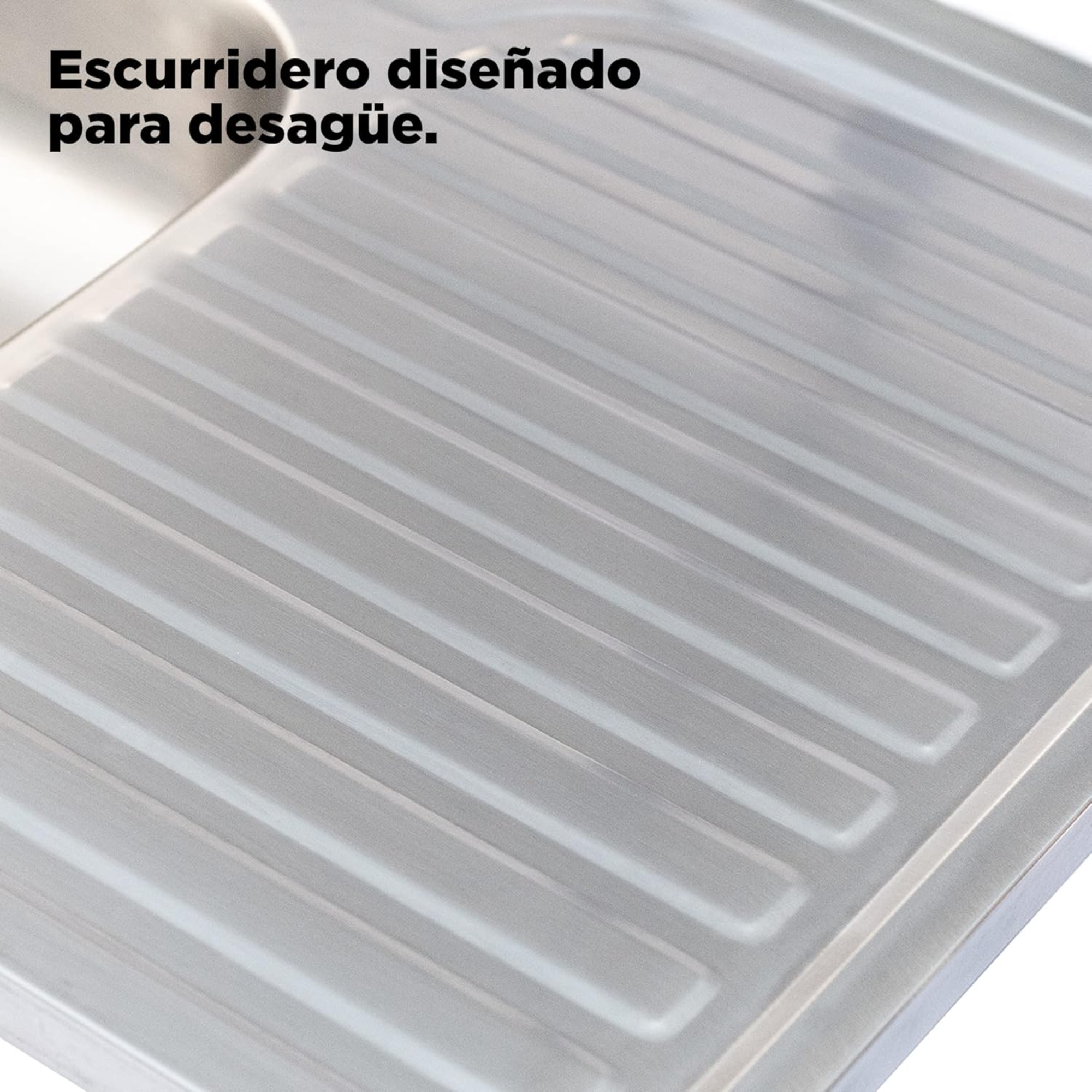 Tarja Sencilla para SOBREPONER, 80x50cm Con Escurridor Derecho, Acero Inoxidable 3