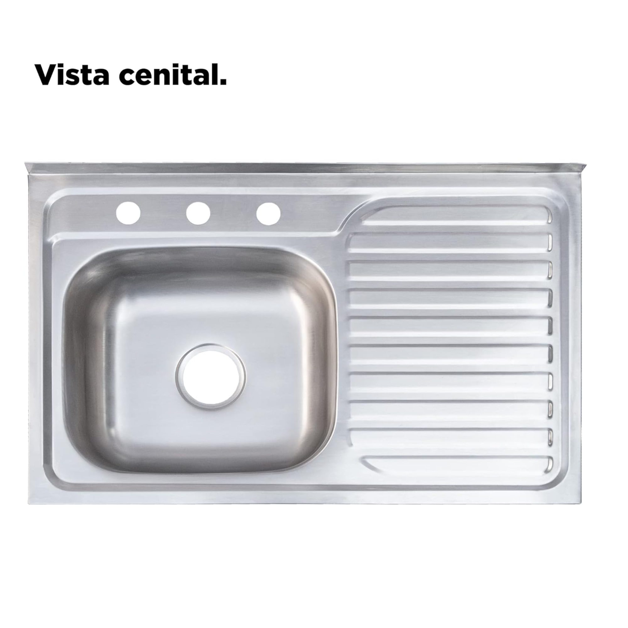 Tarja Sencilla para SOBREPONER, 80x50cm Con Escurridor Derecho, Acero Inoxidable 6