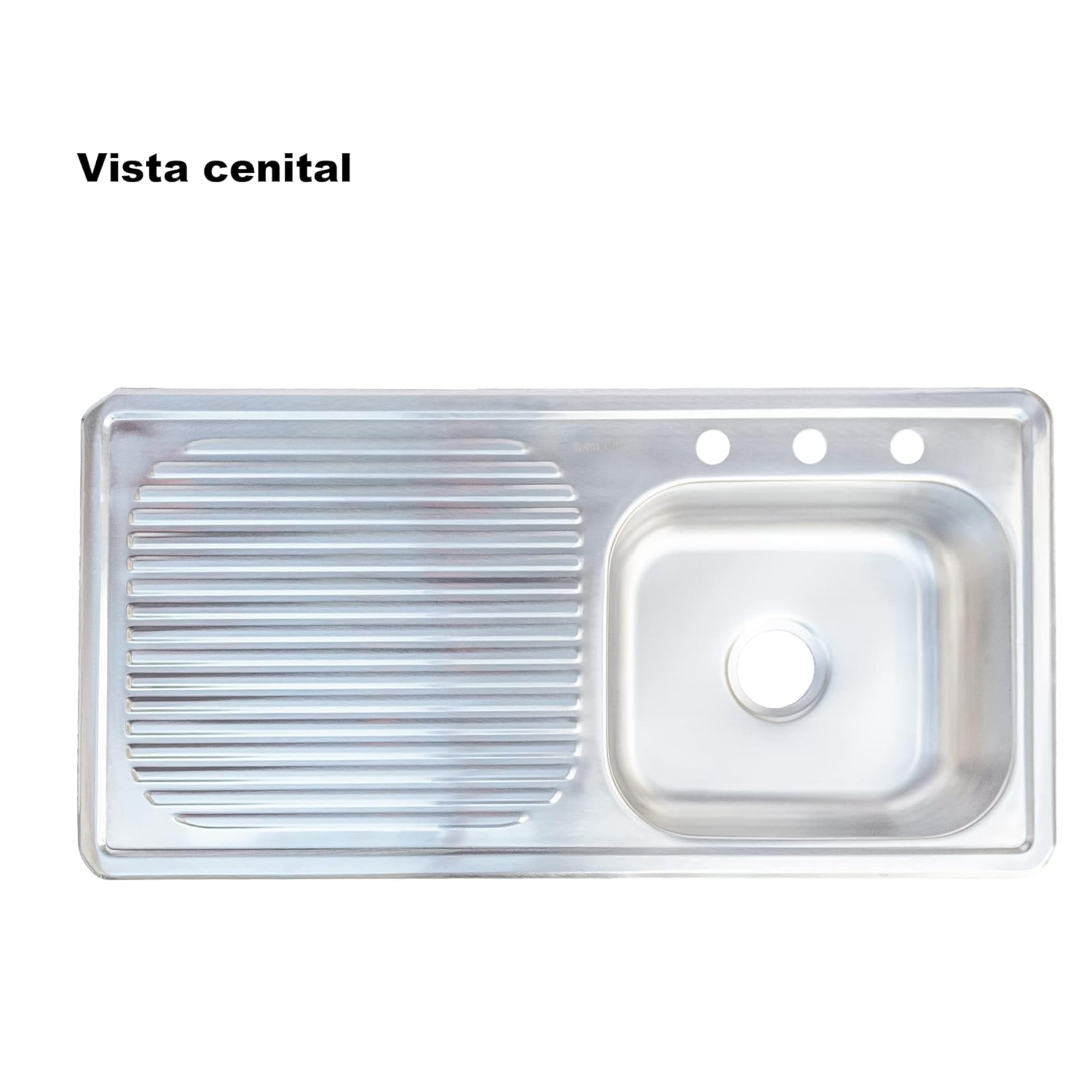Tarja Sencilla con Escurridero Izquierdo (100 cm x 50 cm) 15 cm de Profundidad, Fregadero de cocina de Acero Inoxidable Calibre 22 7