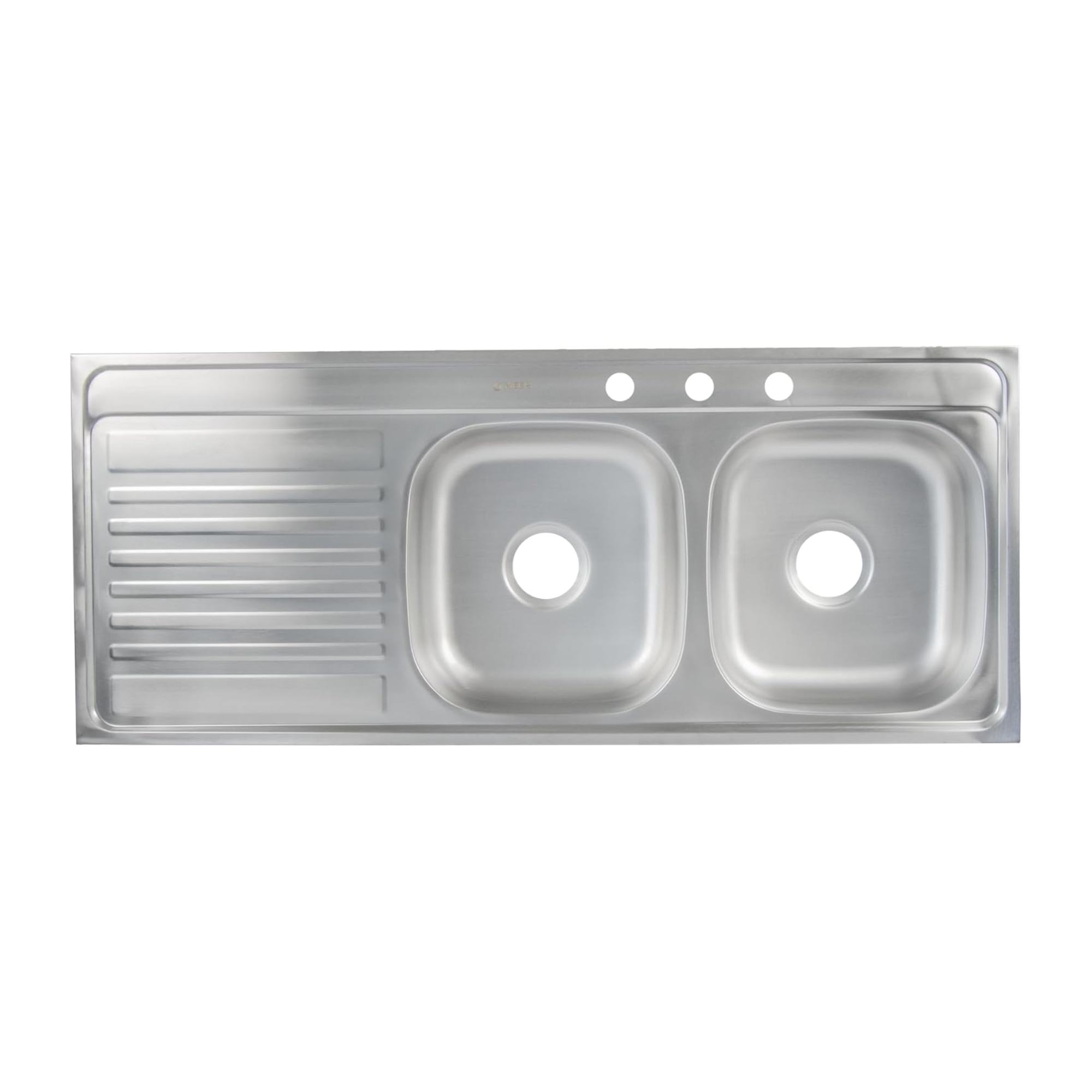 Tarja Doble para Fregadero con Escurridero de Acero Inoxidable Satinado, Fregadero Doble para Empotrar, 120 x 50 x 15 cm 7