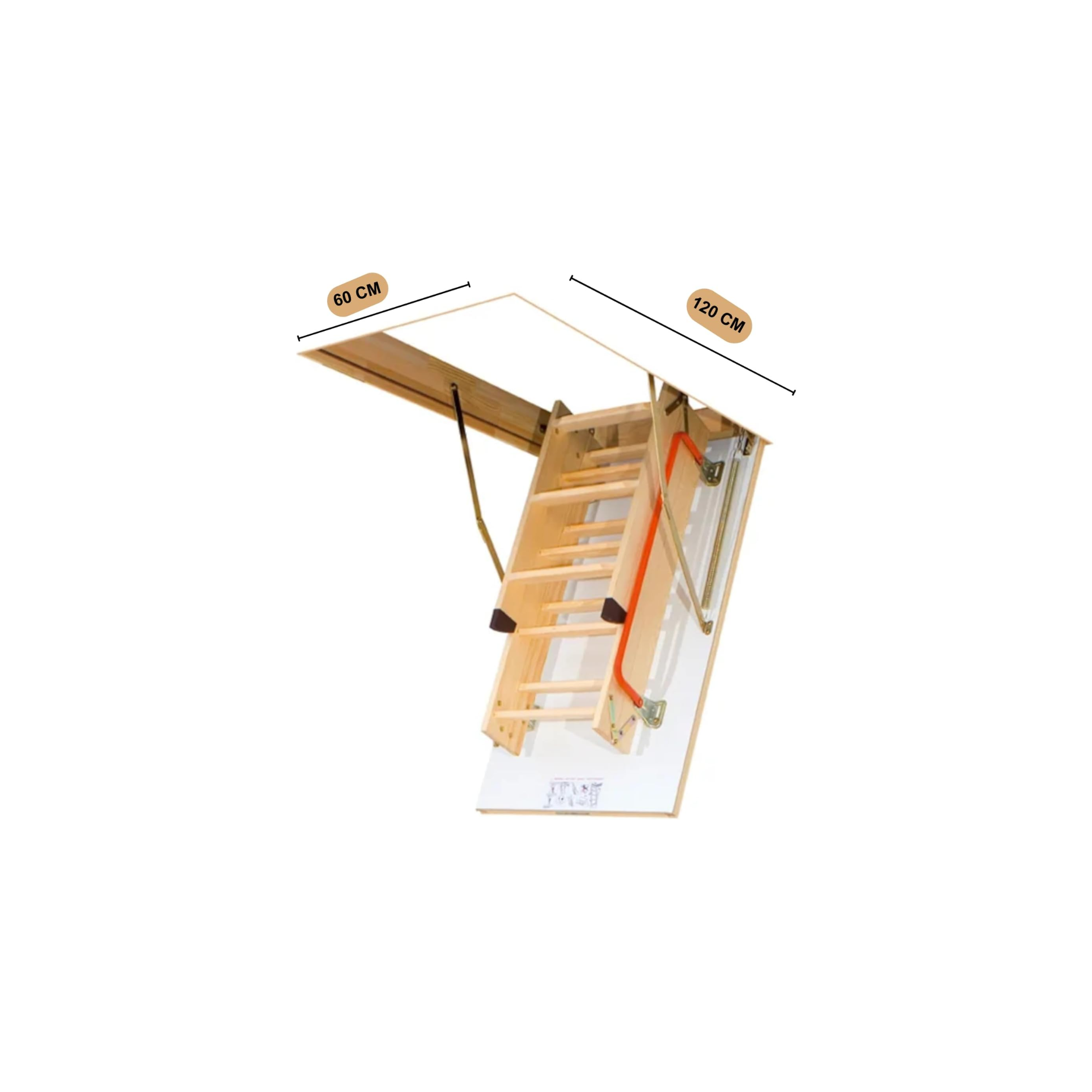 Escalera para Ático de 3 tramos para Hueco de 60x120cm y con Altura Máxima de 280cm 3