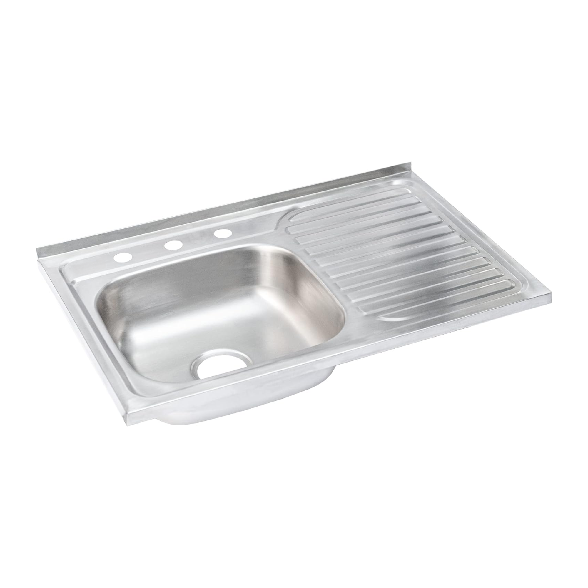 Tarja Sencilla para SOBREPONER, 80x50cm Con Escurridor Derecho, Acero Inoxidable