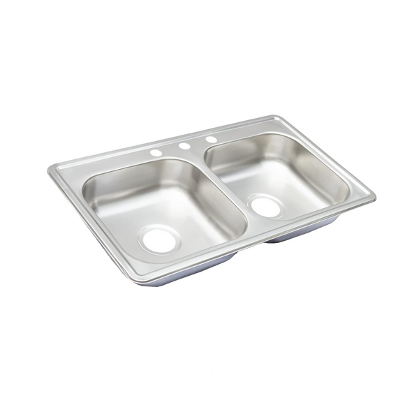Tarja Doble Tina para Cocina de Acero Inoxidable Calibre 22 con Acabado Satinado. Fregadero de Empotrar
