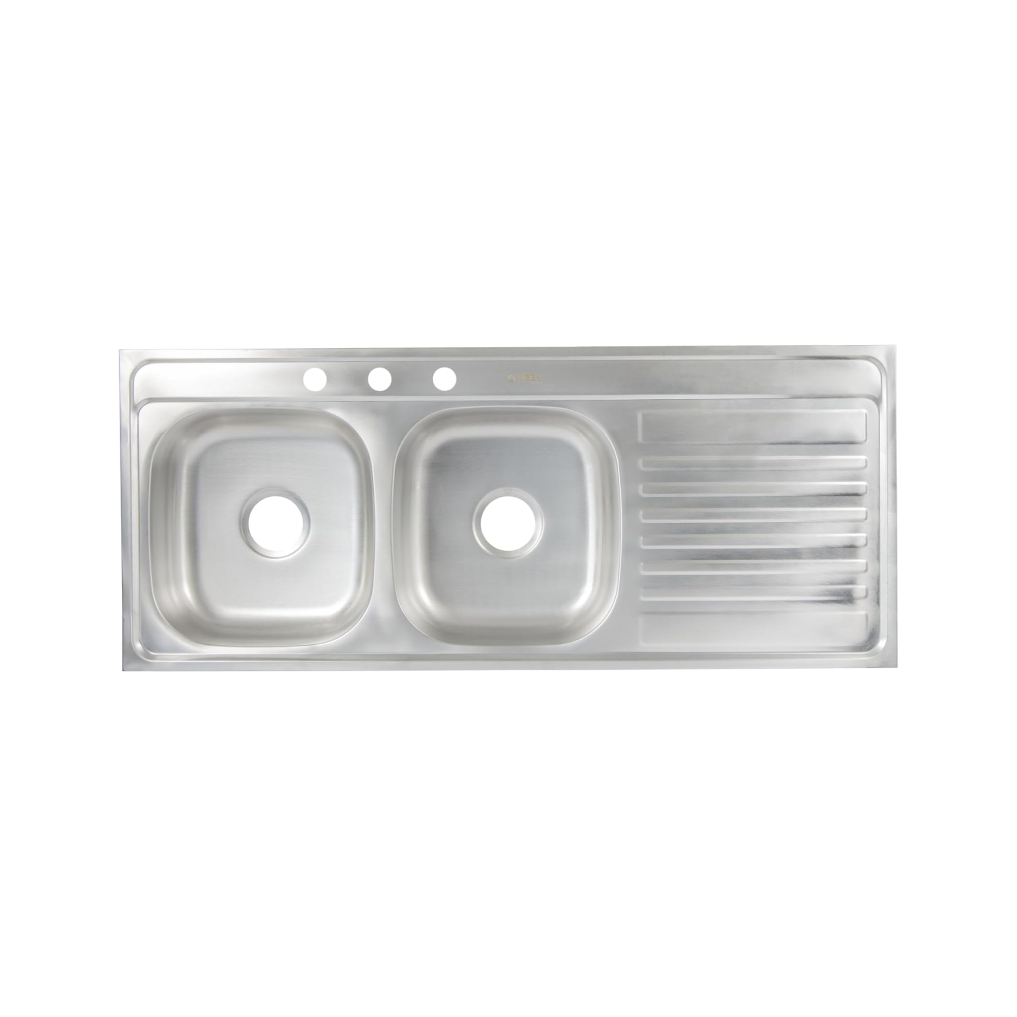 Tarja Doble para Fregadero con Escurridero de Acero Inoxidable Satinado, Fregadero Doble para Empotrar, 120 x 50 x 15 cm
