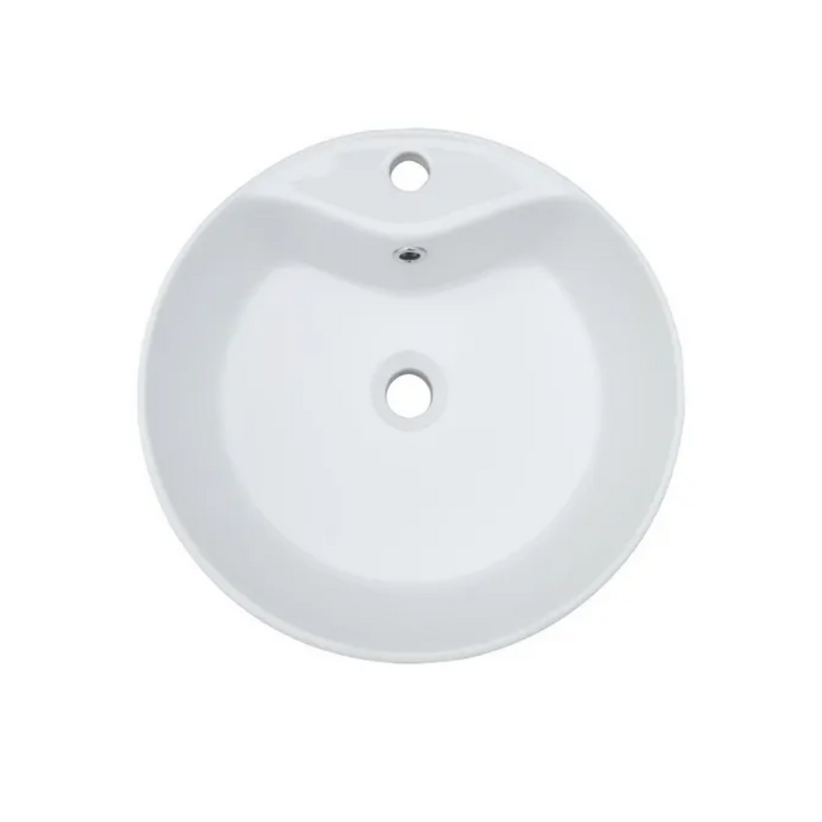 Ovalín De Cerámica Redondo Maxims 6001, Lavabo De Baño Color Blanco De Sobreponer 41x41x15cm