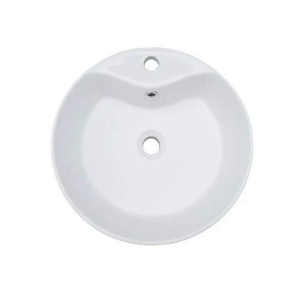 Ovalín De Cerámica Redondo Maxims 6001, Lavabo De Baño Color Blanco De Sobreponer 41x41x15cm