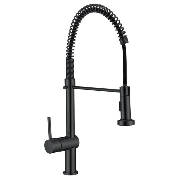 Mezcladora para Tarja de Cocina Monomando, Acero Inoxidable con Cuello Flexible y Giro 360°, Acabado Negro Mate