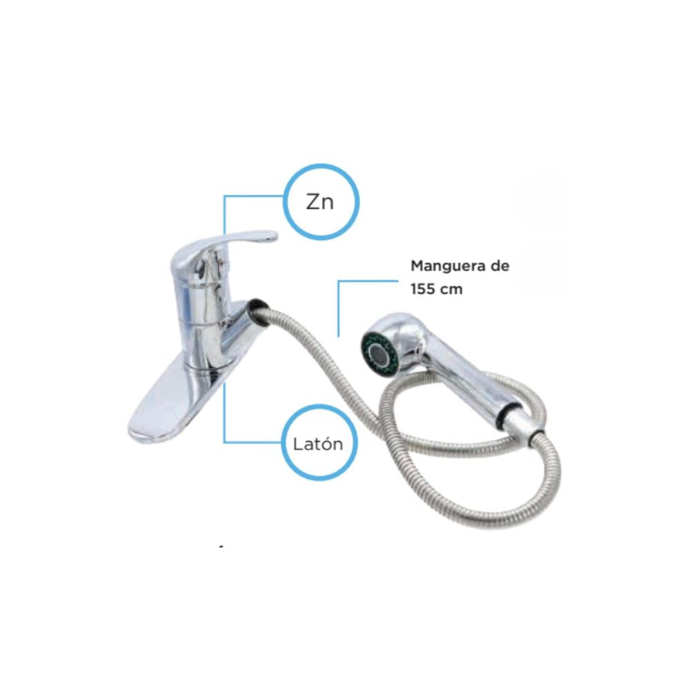 Mezcladora Monomando con Cuello Extensible ideal para cocina