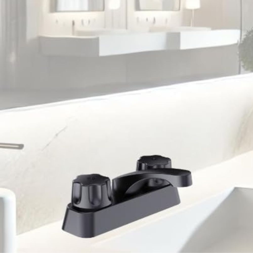 Mezcladora para Lavabo Negro Mate con Manerales de Zinc y Cuerpo de Latón – Diseño Moderno y Resistente