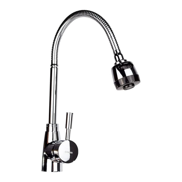 CNX Llave Mezcladora para Cocina Cromada, Mezcladora Monomando para lavabo con Aireador y Cuello Flexible, Llaves para Fregadero de Cocina