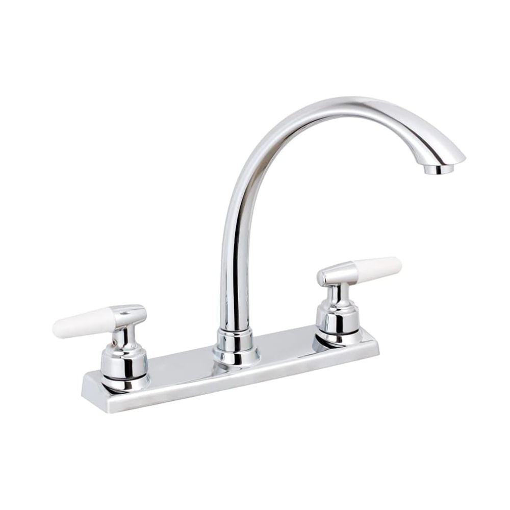Mezcladora Cromada de 8” para Fregadero de Cocina, Fabricada en Latón y Acero Inoxidable, con Cartucho de 1/4 de Vuelta y Tecnología Water Sense