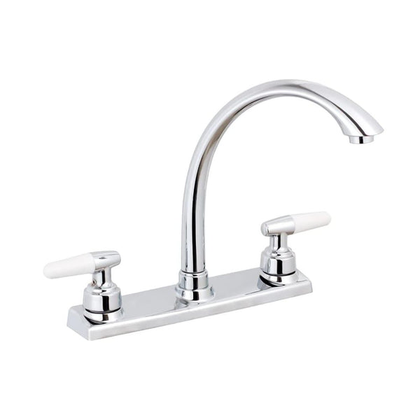 Mezcladora Cromada de 8” para Fregadero de Cocina, Fabricada en Latón y Acero Inoxidable, con Cartucho de 1/4 de Vuelta y Tecnología Water Sense
