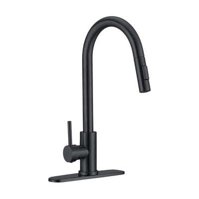 Mezcladora para Fregadero Monomando con Cuello Retractil y Dos Funciones de Chorro (Negro Mate)