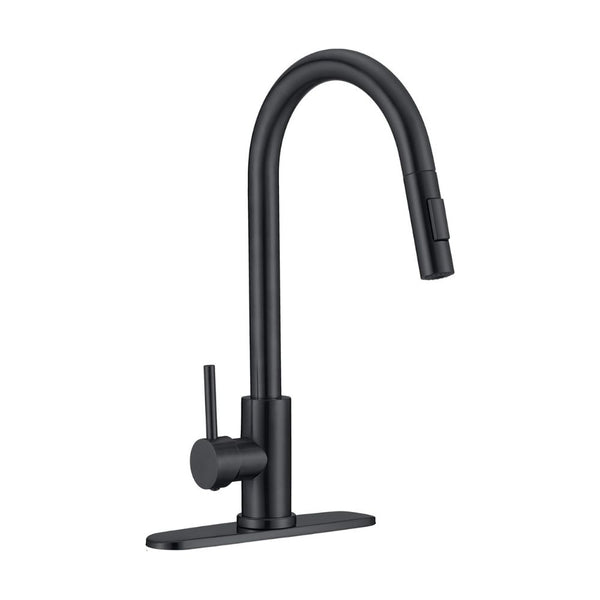 Mezcladora para Fregadero Monomando con Cuello Retractil y Dos Funciones de Chorro (Negro Mate)