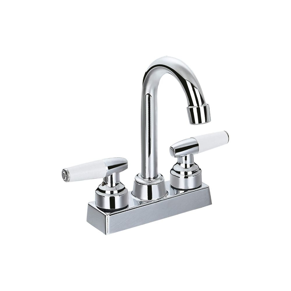 Mezcladora para Lavabo Cromada con Doble Manija, Fabricada en Acero Inoxidable – Diseño Comercial Moderno