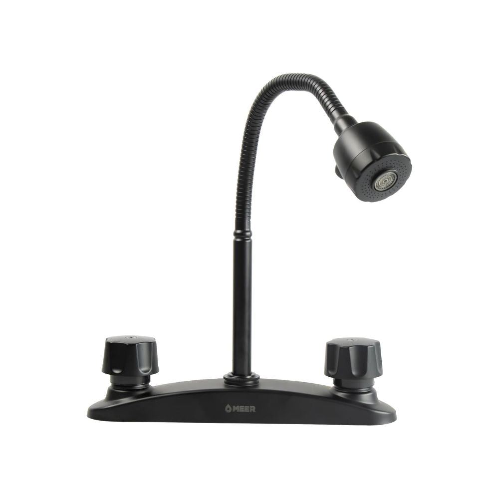 Mezcladora para Fregadero con Cuello Flexible y Dos Funciones de Chorro (Negro Mate)