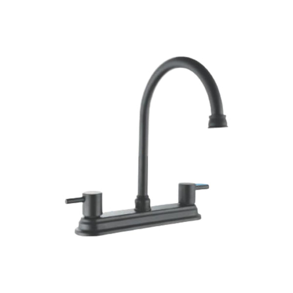Mezcladora para Fregadero Acabado Negro Mate, Fabricada en Acero Inoxidable, Latón y Zinc, Altura de 29.5 cm e Instalación Rápida