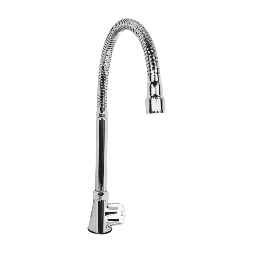Llave Flexible de Acero Inoxidable para Fregadero de Cocina, Acabado Cromado, Giro 360°, Base de Latón e Instalación Universal